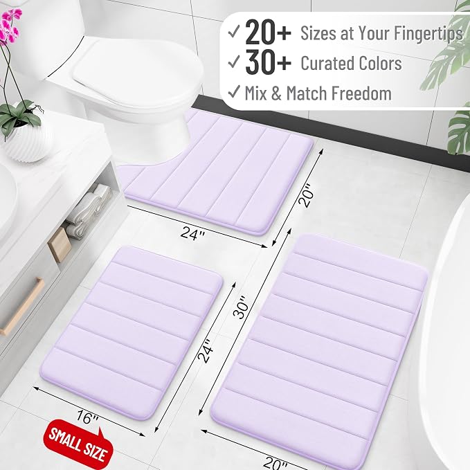 OLANLY Memory Foam Bath Mat 35x16, Super Soft Absorbent Bathroom Rugs, Quick Dry - Image 2