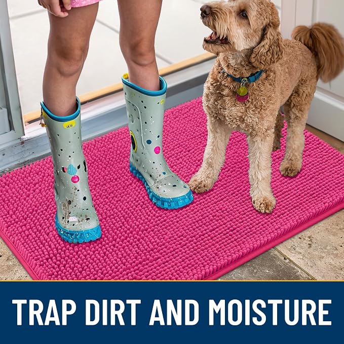 Smiry Dog Door Mat for Muddy Paws 47x24, Absorbent Dirt Trapper, Non-Slip - Image 3