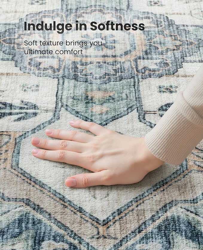 AMADA HOMEFURNISHING 10x14 Washable Area Rug, Low-Profile Large Area Rug - Image 6