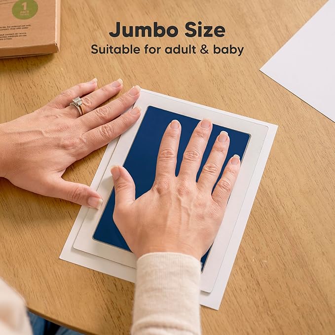 1-Pack Inkless Baby Hand and Footprint Kit - Mess Free Ink Pad for Newborn Keepsake, Dog Nose & Paw Print Kit, Clean Touch Ink Pad for Baby Hand & Footprints, Ideal New Mom Gifts (Navy, Jumbo)
