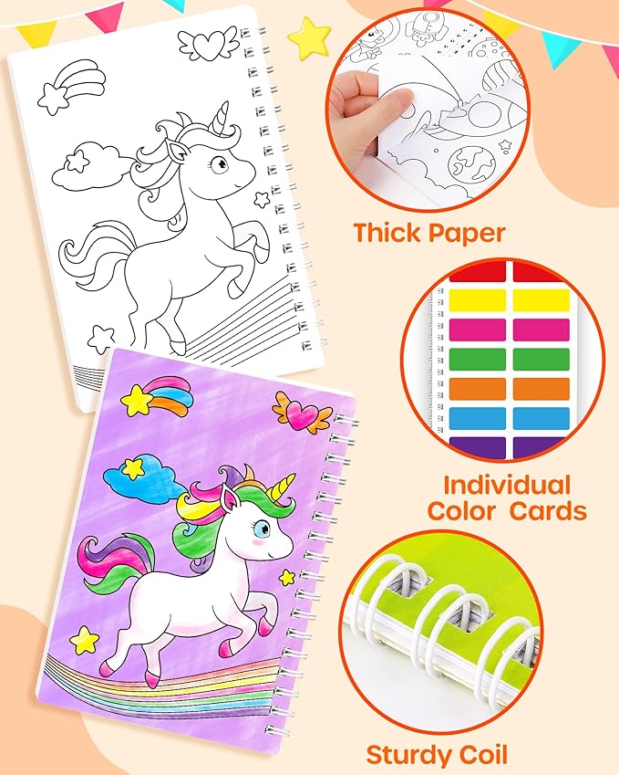 D-FantiX 24 Pack Paint with Water Coloring Books for Kids Ages 4-8-12, Birthday Party Favors Bulk Gifts Goodie Bag Stuffers, Arts and Crafts Classroom Prizes Rewards, Back to School Gifts for Students