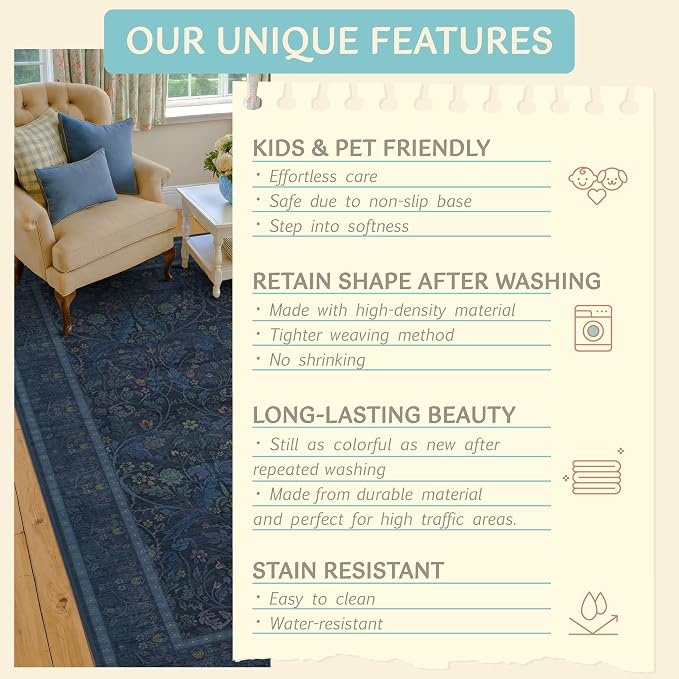 Boho Blue 2x5 Washable Entryway Mats - Image 7