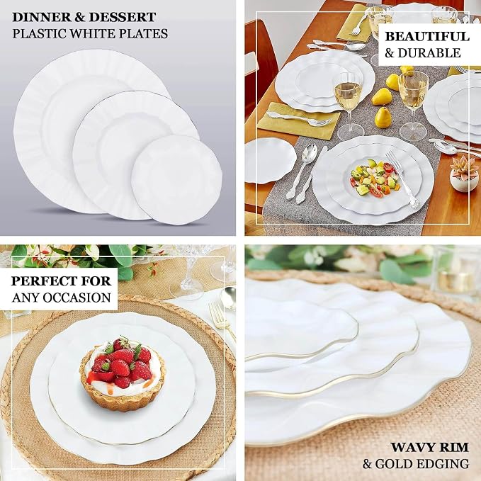 Efavormart 11" Dinner Plates – Set of 10 Plastic White Round Disposable Plates - Image 4