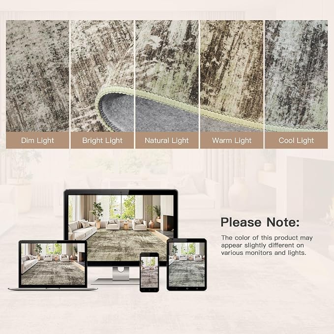 Lofus 8x10 Area Rug for Living Room, Neutral Modern Washable Carpet for Bedroom - Image 7