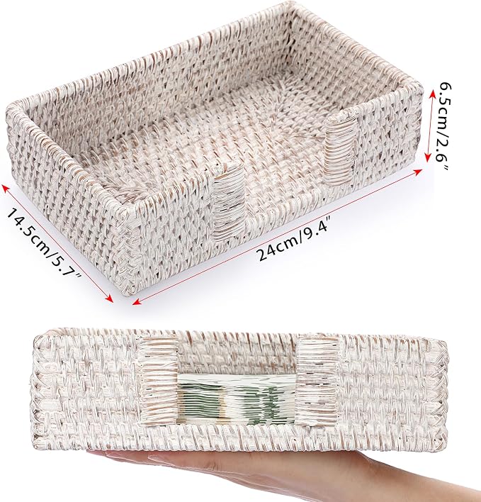 Sumnacon Napkin Holder, Rattan Napkin Holder Table, Wicker Guest Towel Holder - Image 4