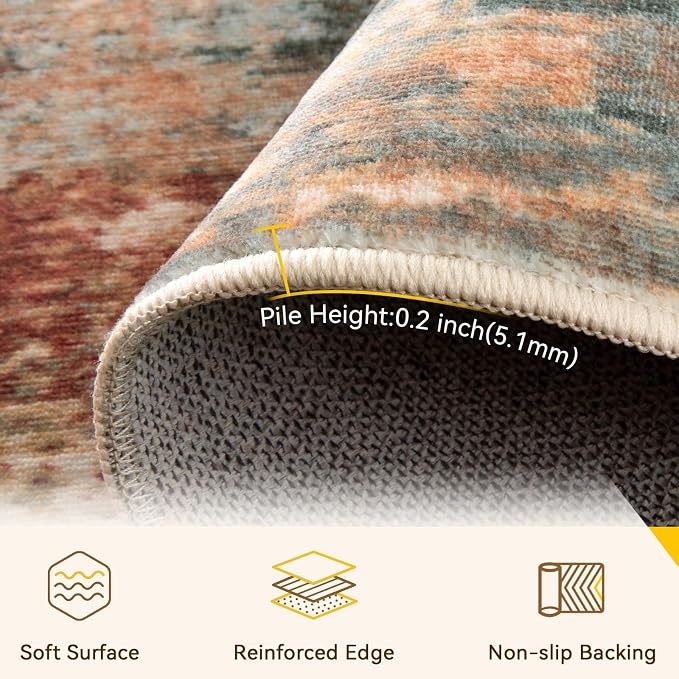 RELEANY Washable Area Rugs 2'6"x10 Non-Slip Modern Abstract Soft - Image 2