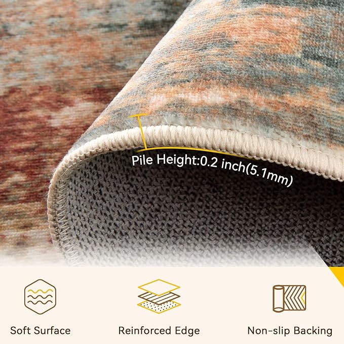 RELEANY Washable Area Rugs 7x10 Non-Slip Modern Abstract Soft - Image 4