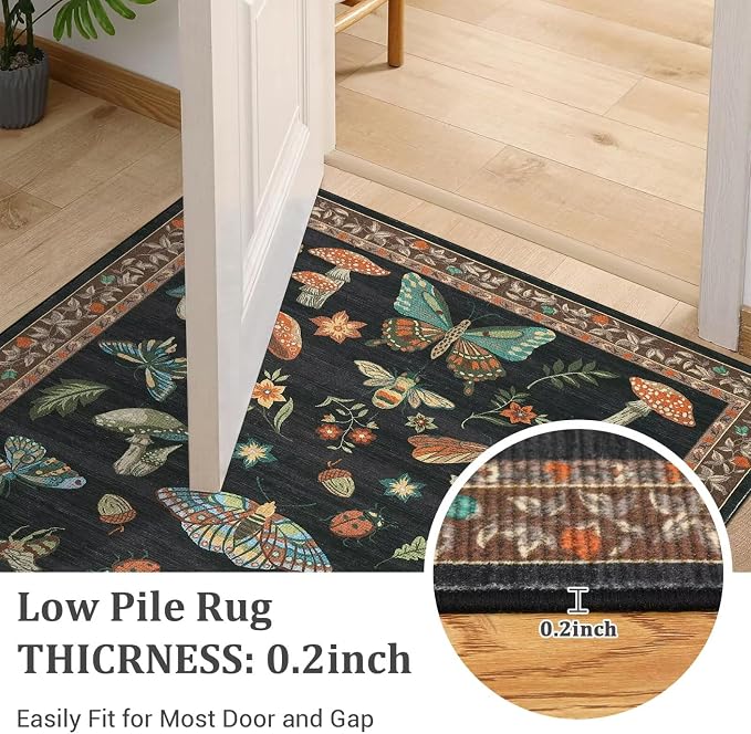 Mushroom 2.5x8 Runner Rug for Hallway Washable Kitchen Rugs Non Slip Low-Pile - Image 6