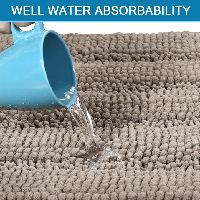 Non Slip Thick Shaggy Chenille Bathroom Rug Mat Set Extra Soft and Absorbent - Image 5