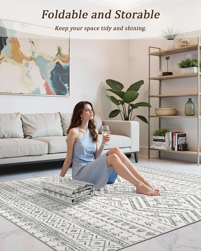 Miukiki 9x12 Area Rug for Living Room Moroccan Washable Rugs Non Slip Indoor - Image 6