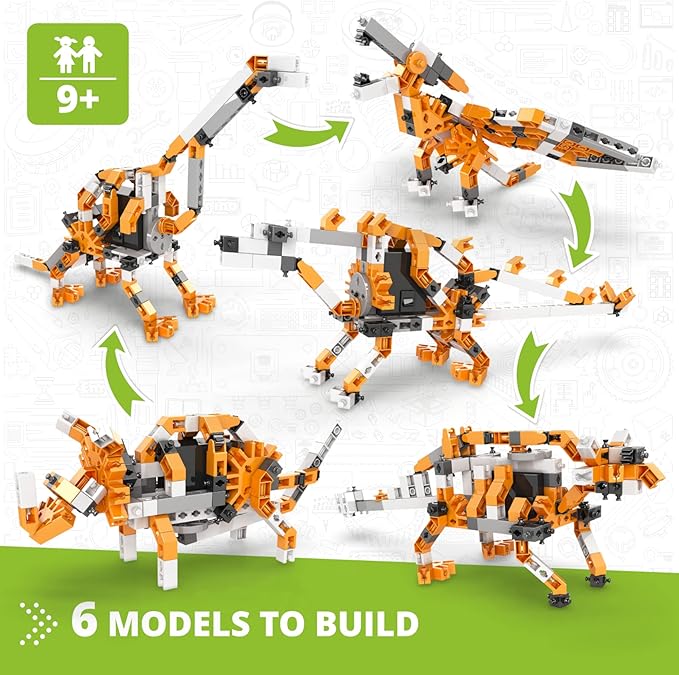 Engino STEM Kit, Learning About Dinosaurs, Building Toys for Kids 9+, STEM Projects, Learning & Education Toys, Engineering Kit, Gifts for Boys & Girls (5 Motorized Models)