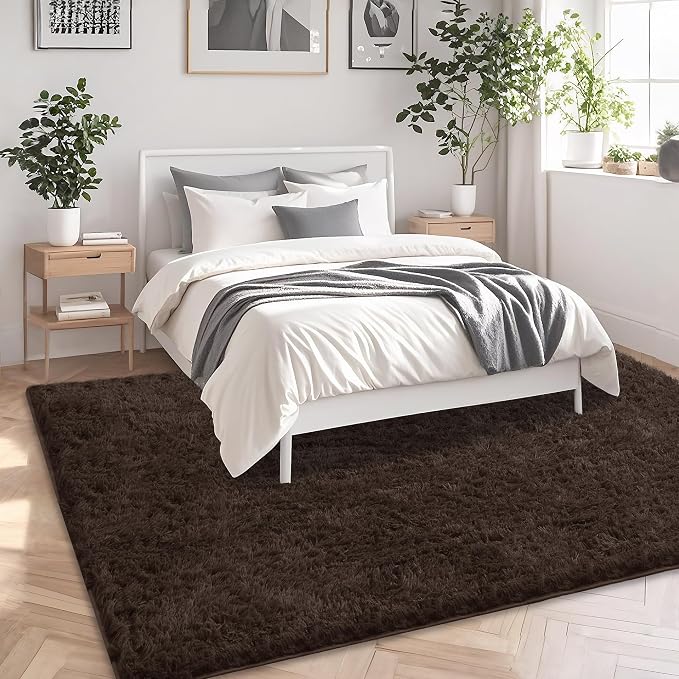 6x9 Brown Area Rugs for Living Room, Large Fluffy Shag Rug for Bedroom Nursery - Image 3