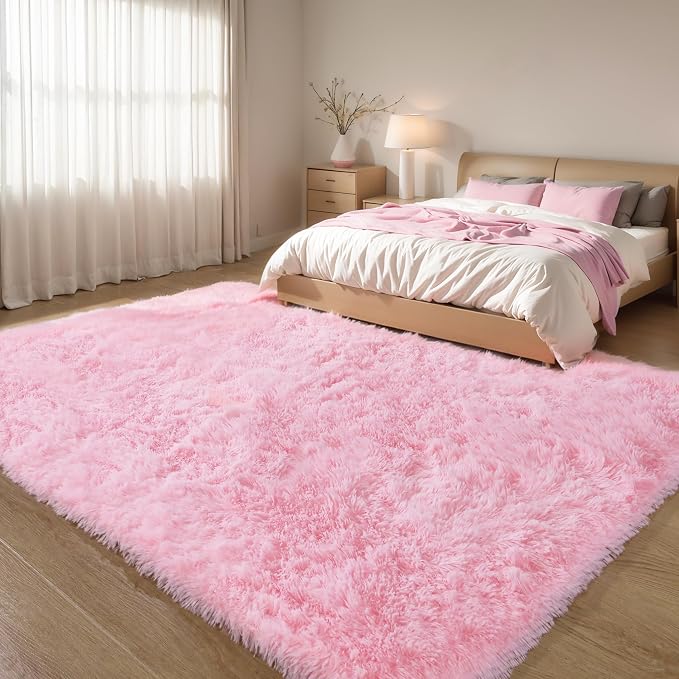 Pink Fluffy 8x10 Large Area Rugs - Image 7