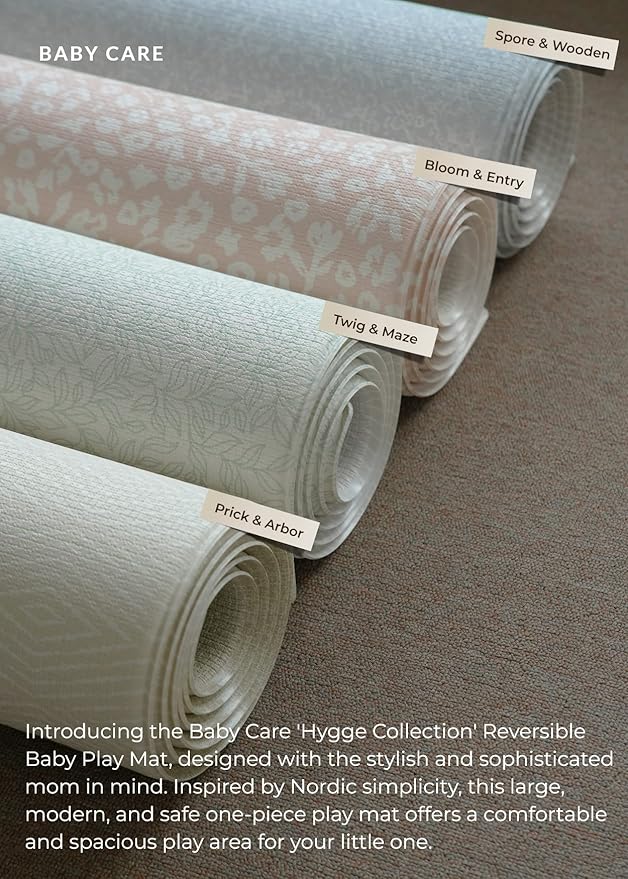 Baby Care Play Mat (Large, Hygge - Aztec & Arbor) 82'' x 55'' Original One-Piece Reversible Rollable Waterproof Baby Mat for Floor, Play Mat for Babies 6-12 Months, Infants, Toddlers, and Kids