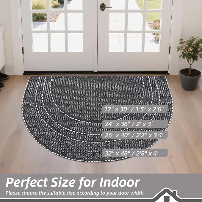 BEQHAUSE Dirt Trapper Door Mat 32" x 48" Half Circle Non-Slip Washable Doormats - Image 2