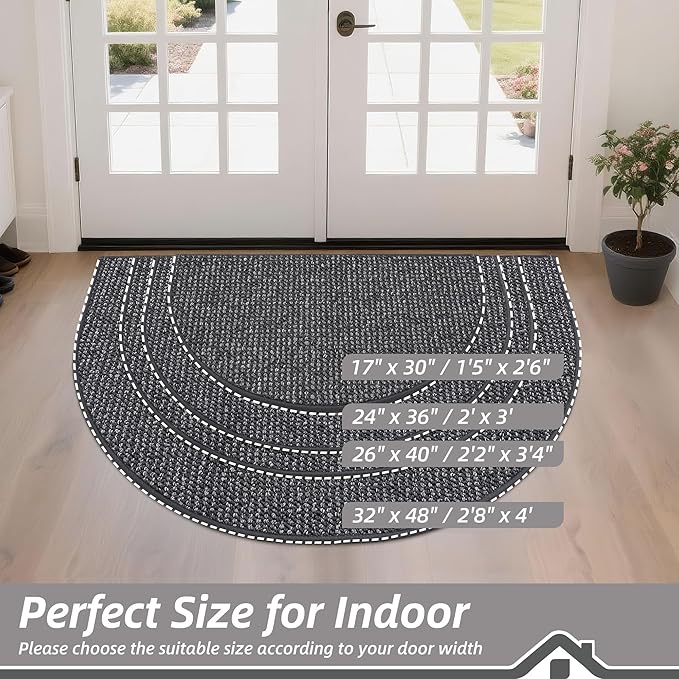 BEQHAUSE Dirt Trapper Door Mat 36" x 60" Half Circle Non Slip Washable Doormats - Image 3