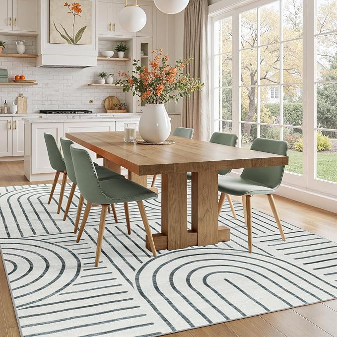 DCX Abstract Machine Washable 8x10 Rug, Soft Low Pile Non Slip Carpet, Kid & - Image 4
