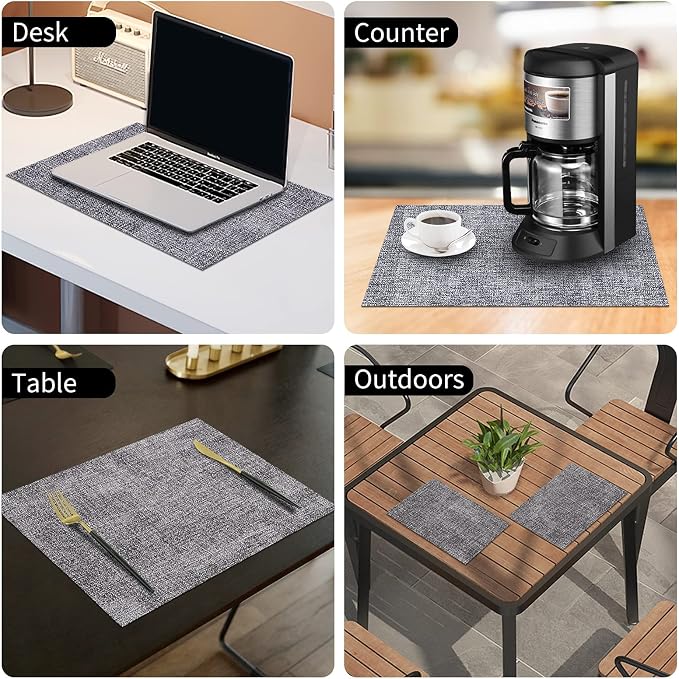 Faux Leather Heat Resistant Placemats 8 Packs, Waterproof Wipeable Dining PU - Image 9