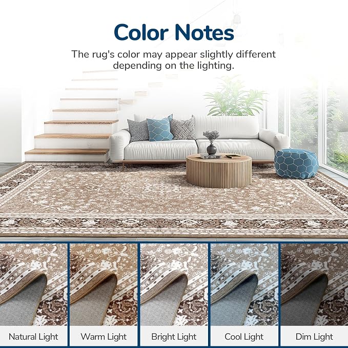 Lessymo 9 x 12 Area Rugs for Living Room, Machine Washable Area Rugs Boho Faux - Image 9