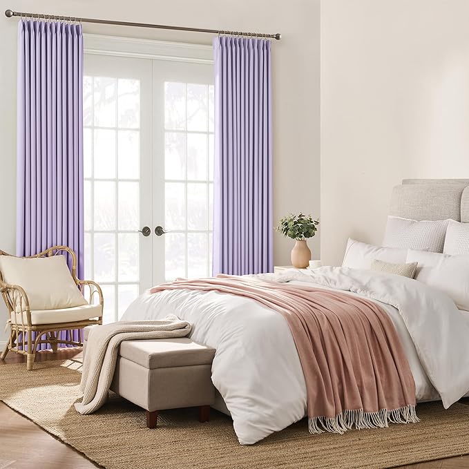 KEQIAOSUOCAI Pinch Pleated Lavender Blackout Curtains 72 Inches Long, Sound & Light Reducing Room Darkening Drape for Girl's Bedroom(Lavender, 2 Panels, W40 x L72)