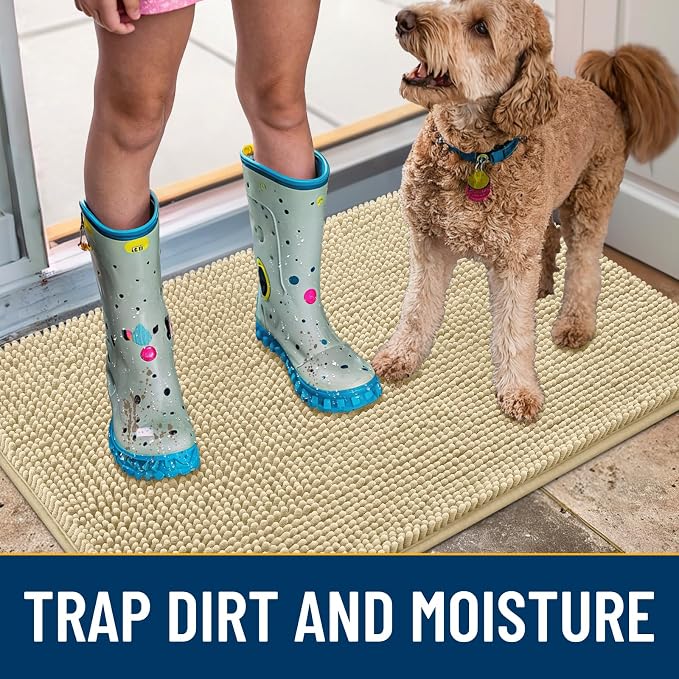Smiry Dog Door Mat for Muddy Paws 36x24, Absorbent Dirt Trapper, Non-Slip - Image 3