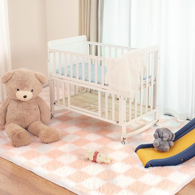 Super Soft Rug for Bedroom, 3x5 Ft Pink and White Area Rug Classic Checkered - Image 3