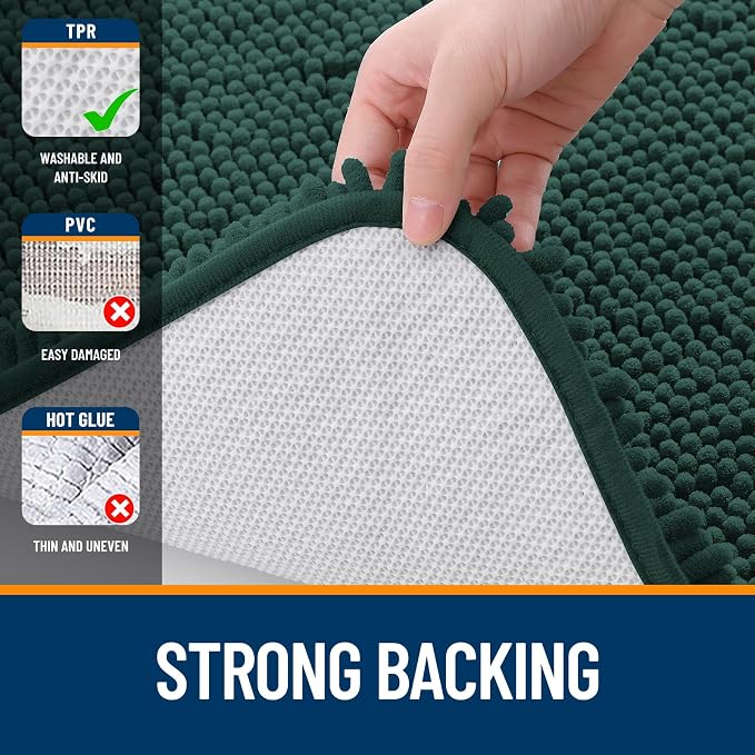 OLANLY Large Bathroom Rugs 40x24, Soft Absorbent Chenille Bath Rugs, Rubber - Image 6