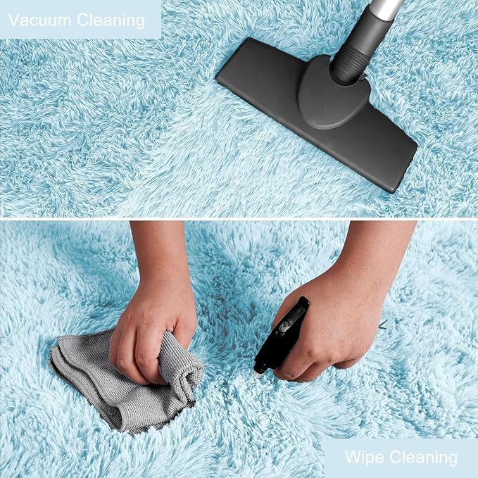 YJ.GWL Area Rugs for Bedroom, 2x3 Door Mat Washable Small Light Blue Bedside Rug - Image 6