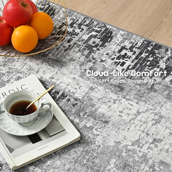 3x8 Grey Rug Runners for Hallways Kitchen Runner Rug Non Slip Washable Black - Image 6