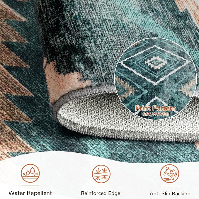 BESTSWEETIE Area Rug 9x12 Rug Machine Washable Non-Slip Low Pile Print Pattern - Image 3