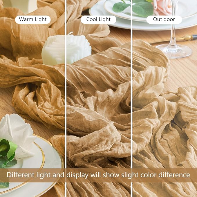 Cheesecloth Table Runner Khaki 10FT Boho Gauze Runner - Image 8