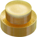 Rubtlamp 60Pcs Yellow Gold Plastic Plates, Hammered Plastic Plates Include 30 by Rubtlamp