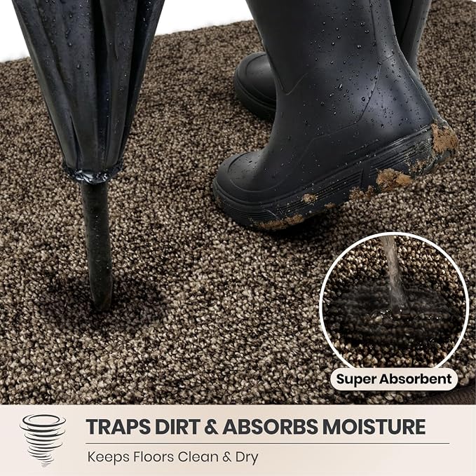 PURRUGS Dirt Trapping Door Mat 20" x 31.5", Non-Slip Machine Washable Entry Rug - Image 2