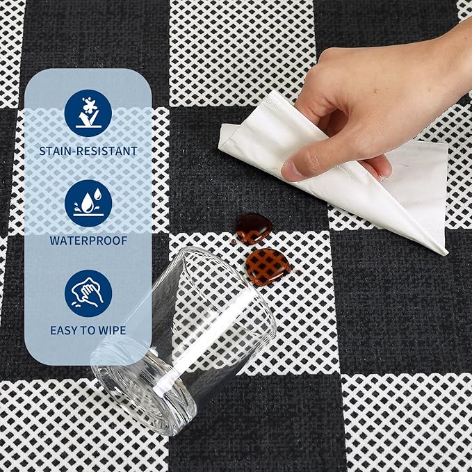 GarveeHome Checkered Dark 2x6 Washable Kitchen Runner Rug Geometric Diamond Dot - Image 8