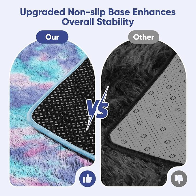 Rainbow Fluffy Rugs for Girls Bedroom: 5x7 Large Shag High Pile Area Rug - Image 6