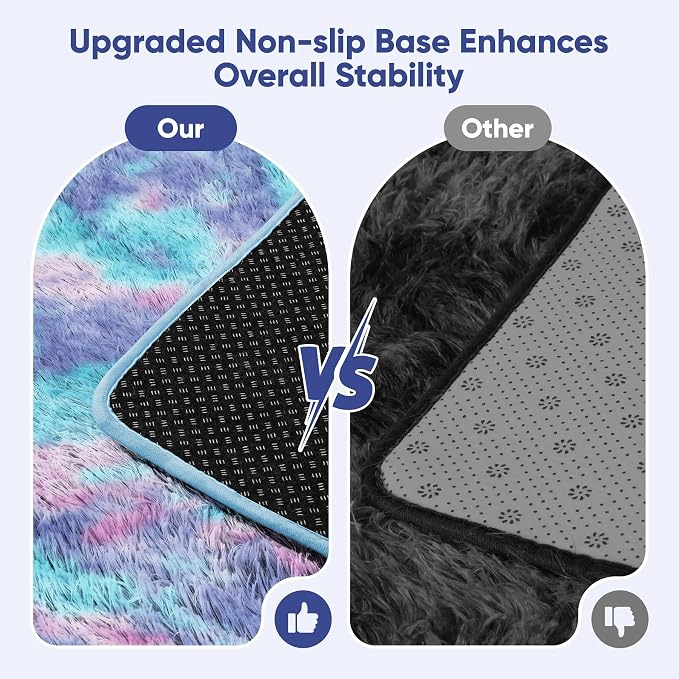 Rainbow Fluffy Rugs for Girls Bedroom: 9x12 Large Shag High Pile Area Rug - Image 6
