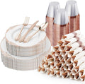 Bestluck 350PCS Rose Gold Disposable Dinnerware by Bestluck
