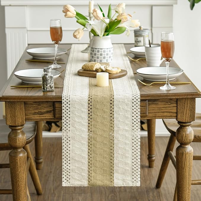 Artoid Mode Burlap Brown Farmhouse Rustic Table Runner 12x36 Inch | Seasonal - Image 2