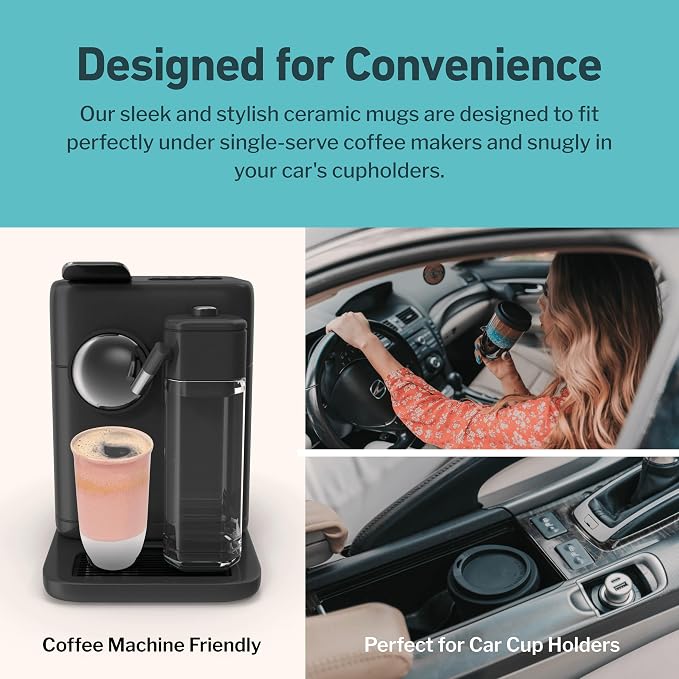 NOVA CERAMICS Travel Mug On the Go Coffee Mug Microwave & Dishwasher Safe Green - Image 7