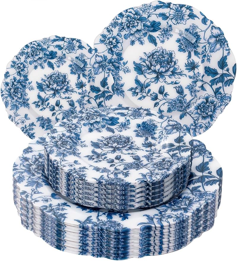 20PCS Blue Plastic Plates by WDF