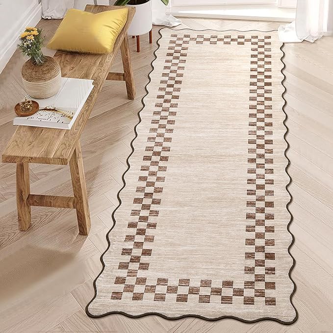 GarveeHome Hallway Runner Rug 2x6 Non Slip Scalloped Washable Rug by GarveeHome