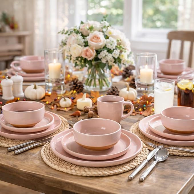 AmorArc Dinnerware Sets for 6, 18 Pieces Ceramic Plates and Bowls Set | Scratch - Image 7