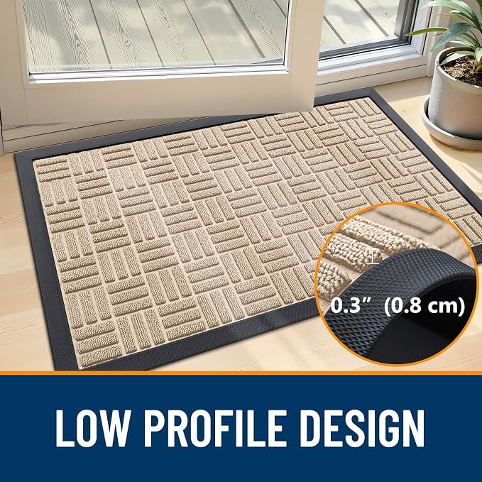 OLANLY Front Door Mat Outside Entrance 47x17, Heavy Duty Sturdy Natural Rubber - Image 5