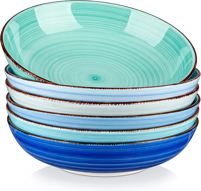 vancasso Bonita 38 oz Ceramic Pasta Bowls Set of 6, Microwave & Dishwasher Safe by vancasso