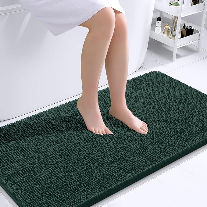 OLANLY Bathroom Runner Rugs 44x24, Soft Absorbent Chenille Bath Rugs, Rubber by OLANLY