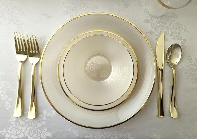 " OCCASIONS " 960pcs set-Wedding Party Disposable Plastic Plate Set -120 x 10'' - Image 5