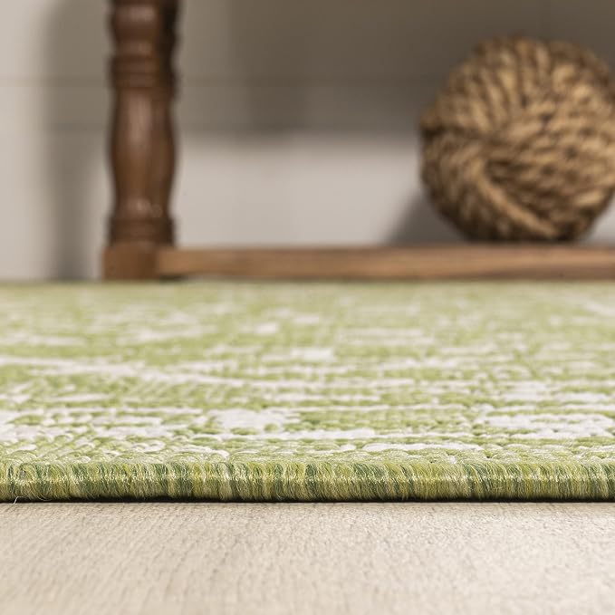 JONATHAN Y Boho Medallion Indoor Outdoor Area Rug 4X6 Green/Cream, Malta - Image 7