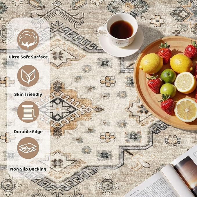 5ft Round Vintage Living Room Area Rug - Image 3