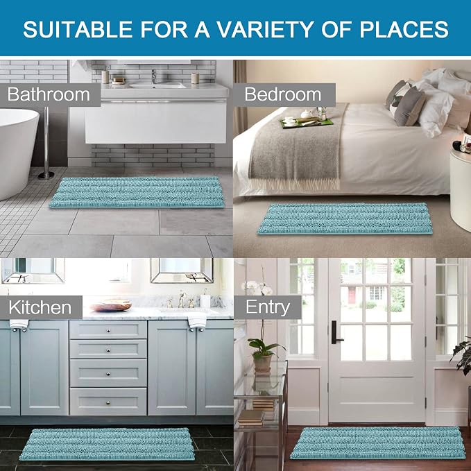 H.VERSAILTEX Bath Rugs for Bathroom Non Slip Bath Mats Extra Thick Chenille - Image 6