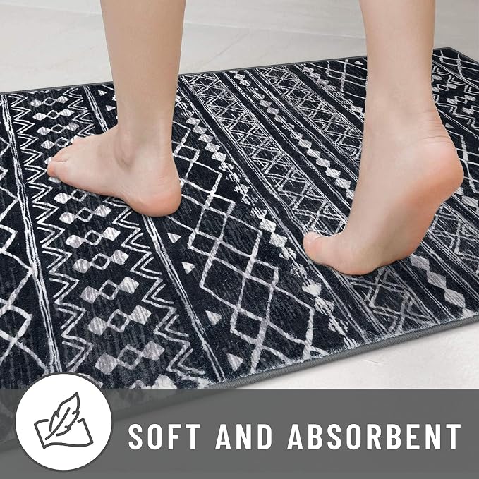 KUTA Moroccan Washable Runner Rug 2.6x8, Non-Slip Vintage Black Boho Hallway - Image 7